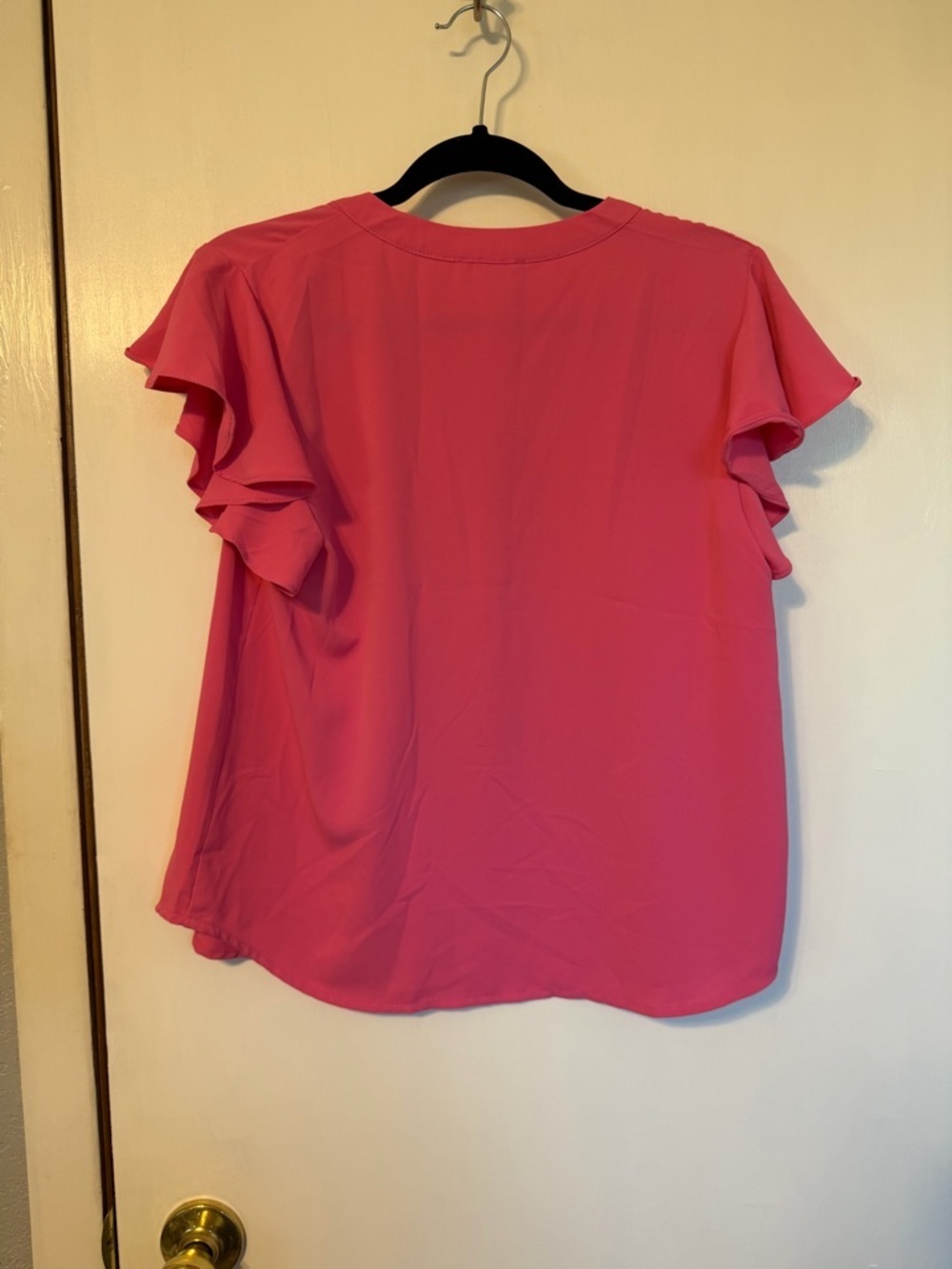 mine Pink Ruffle Sleeve V-Neck Blouse - Picture 3 of 3